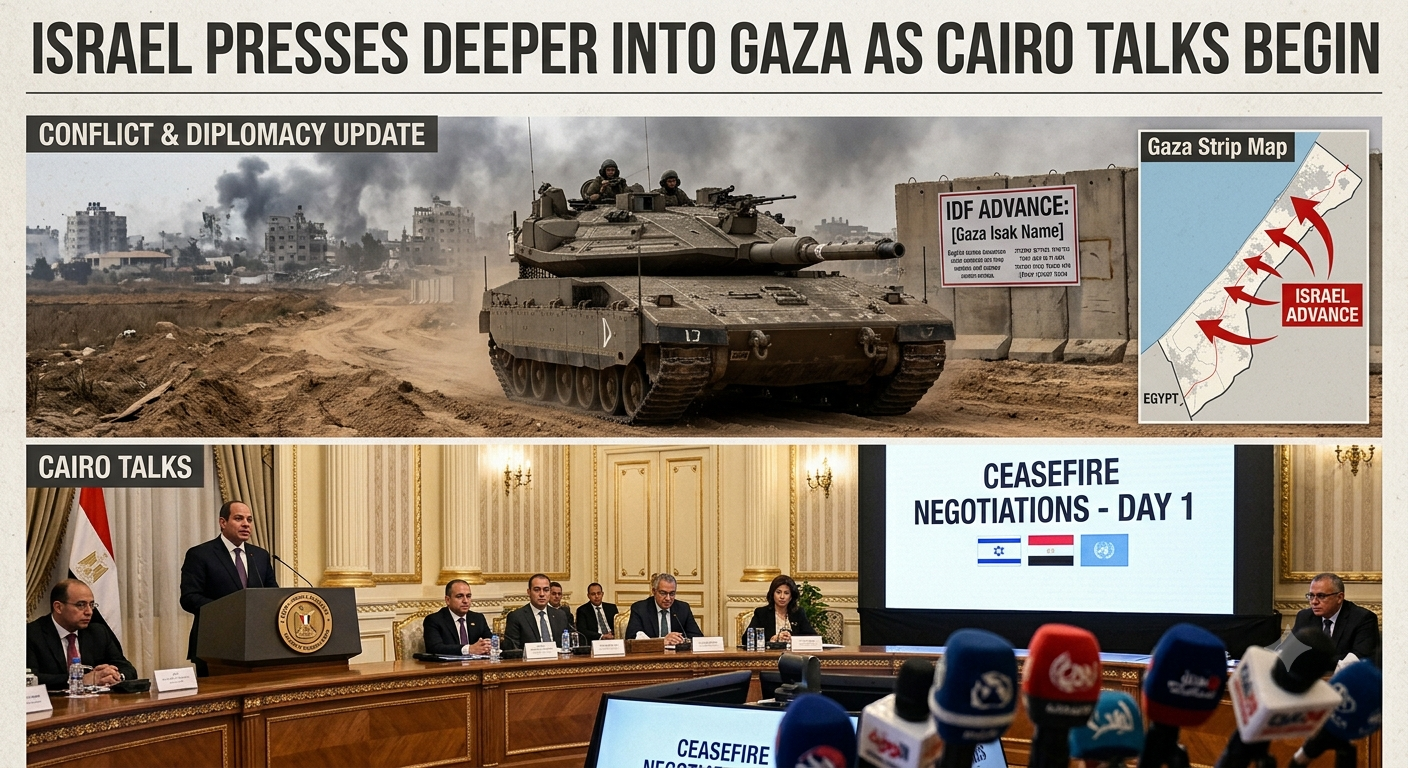 Israel Presses Deeper Into Gaza as Cairo Talks Begin