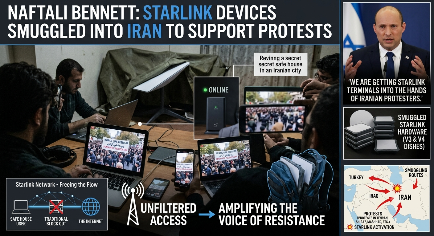 Naftali Bennett Says Starlink Devices Smuggled Into Iran to Support Protests