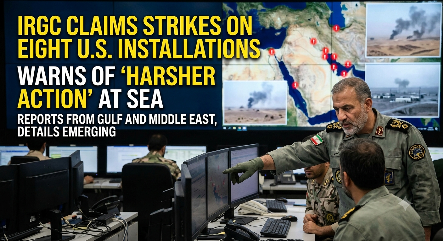 IRGC Claims Strikes on Eight US Installations and Warns of Harsher Action at Sea