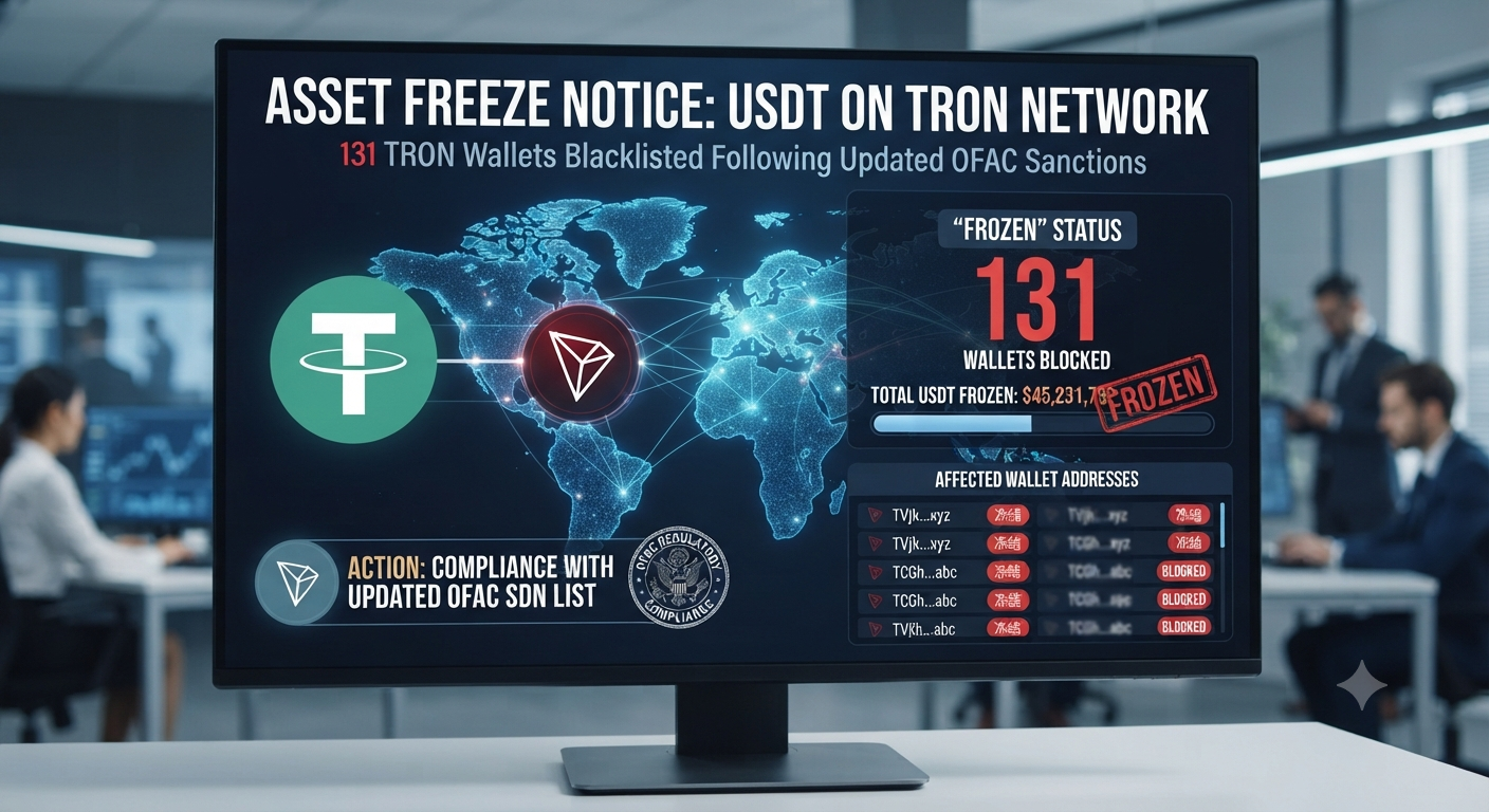 Tether Freezes USDT in 131 TRON Wallets Following Updated OFAC Sanctions