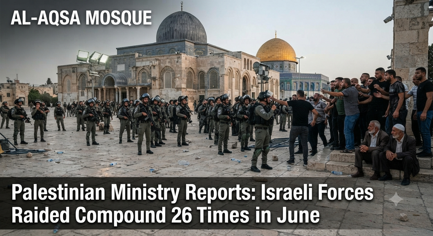 Israeli Forces Raided Al-Aqsa Mosque 26 Times in June, Palestinian Ministry Reports
