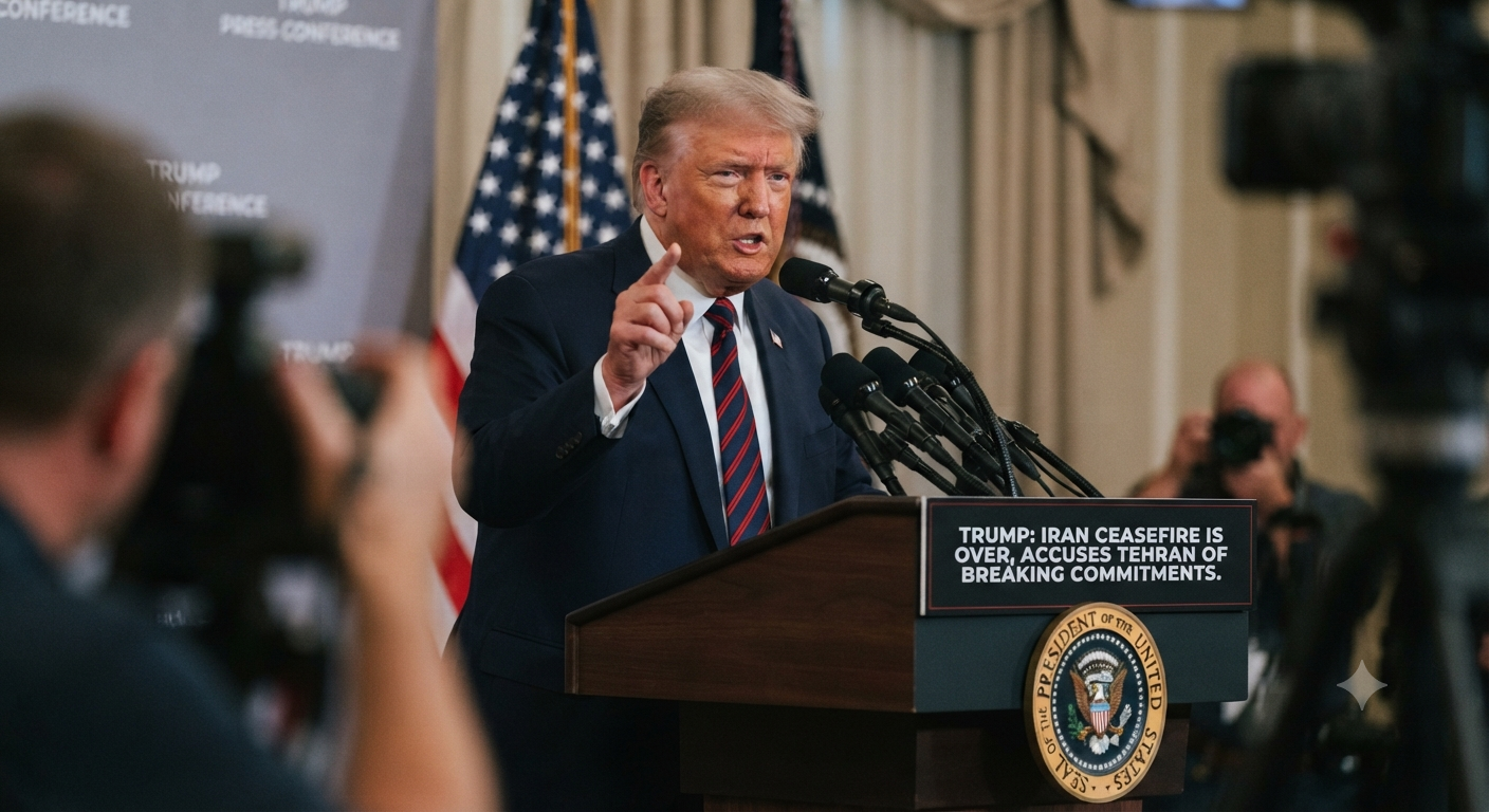 Trump Says Iran Ceasefire Is Over, Accuses Tehran of Breaking Commitments