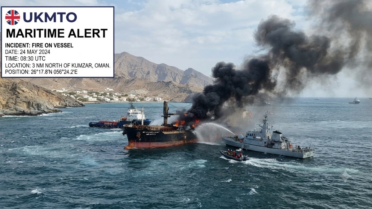 Ship Reportedly Ablaze Near Oman’s Kumzar as UKMTO Issues Maritime Alert