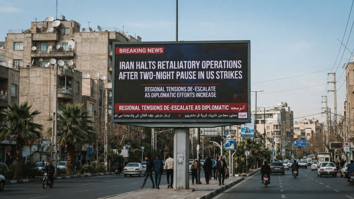 Iran Halts Retaliatory Operations After Two-Night Pause in US Strikes