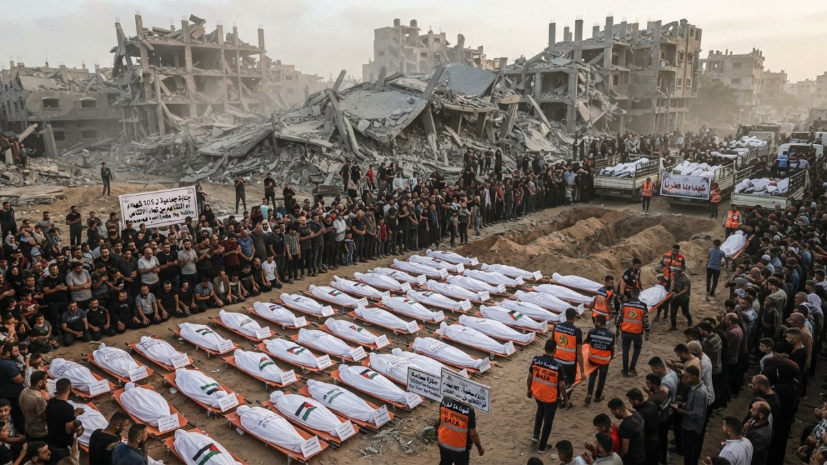 Gaza Prepares Funeral for 105 Palestinians Recovered from Rubble