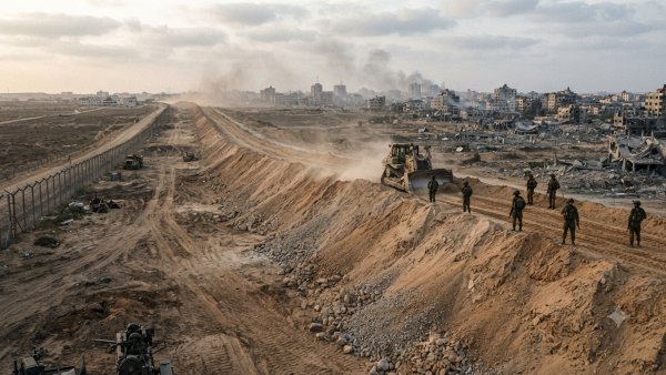 Israel Builds Earthen Barrier Beyond Ceasefire Line in Gaza, Raising Annexation Fears