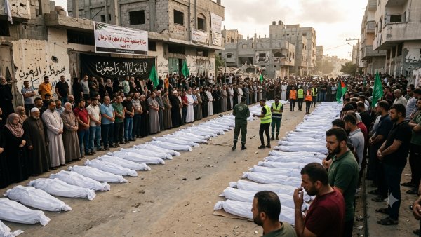 Gaza City Prepares for Mass Funeral of 112 Palestinians Recovered From Rubble