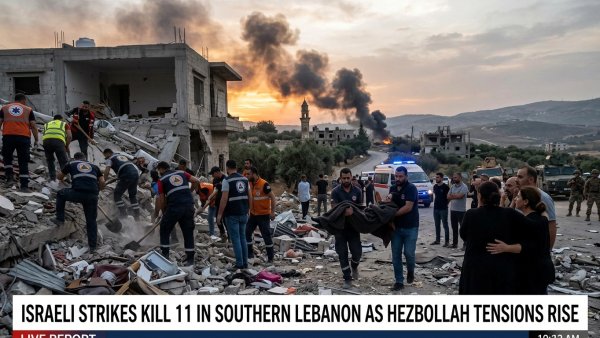 Israeli Strikes Kill 11 in Southern Lebanon as Hezbollah Tensions Rise