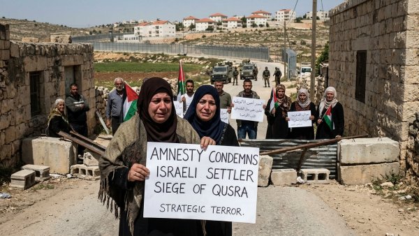 Amnesty Condemns Israeli Settler Siege of Qusra as ‘Strategic Terror’