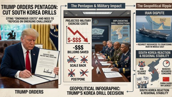 Trump Orders Pentagon to Cut South Korea Military Drills, Citing Costs and Iran Dispute