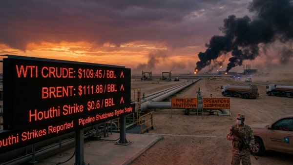 Oil Tops $109 as Houthi Strikes and Saudi Pipeline Shutdown Tighten Supply