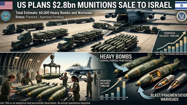 US Plans $2.8bn Sale of 60,000 Heavy Bombs and Warheads to Israel