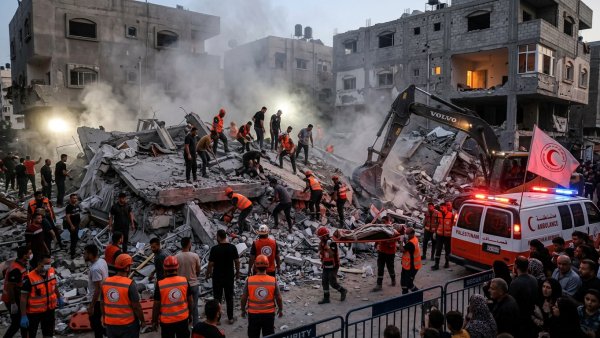 Gaza City Building Collapse Death Toll Rises as Rescue Efforts Continue