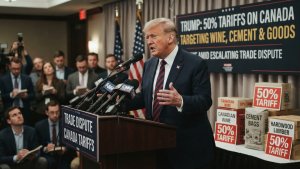 Trump’s 50% Canada Tariffs Target Wine, Cement and Other Goods Amid Trade Dispute