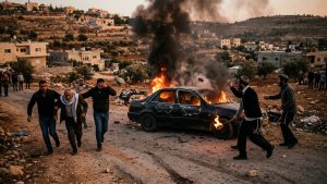 Israeli Settlers Attack Palestinians and Torch Vehicle in West Bank